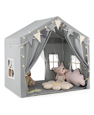 3-4 Kids Large Play Tent House with 2 Opening Doors and Star Lights