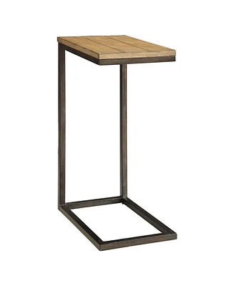 25" Black And Oak Solid Wood Rectangular End Table