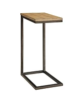 25" Black And Oak Solid Wood Rectangular End Table