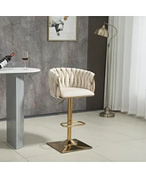 Set of 2 Swivel Adjustable Height Bar Stools with Backrest and Footrest Modern Counter Chairs Metal Base for Kitchen or Use-The Pop Ho