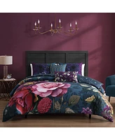 Bebejan Vibrant Flora Bedding 100% Cotton Sateen 5 Piece King Size Reversible Comforter Set