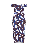 City Chic Plus Claire Print Off Shoulder Dress