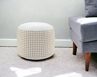 Jute Round Geometric Pouf Ottoman for Living Room and Bedroom