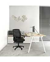 Black Polyester Seat Swivel Adjustable Task Chair Mesh Back Plastic Frame