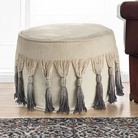 20" Beige 100% Cotton Ottoman