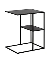 Industrial Metal Side Table with Lower Shelf – Compact Steel Design