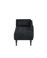 60 Inch Velvet Tufted Chaise Lounge with Nailhead Trim Solid Wood Legs and Pillow for Living Room Bedroom Reading or Relaxing-The Pop Home