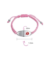 Bling Jewelry Medical Id Bracelet with Pink Braided Cord and Stainless Steel Clasp