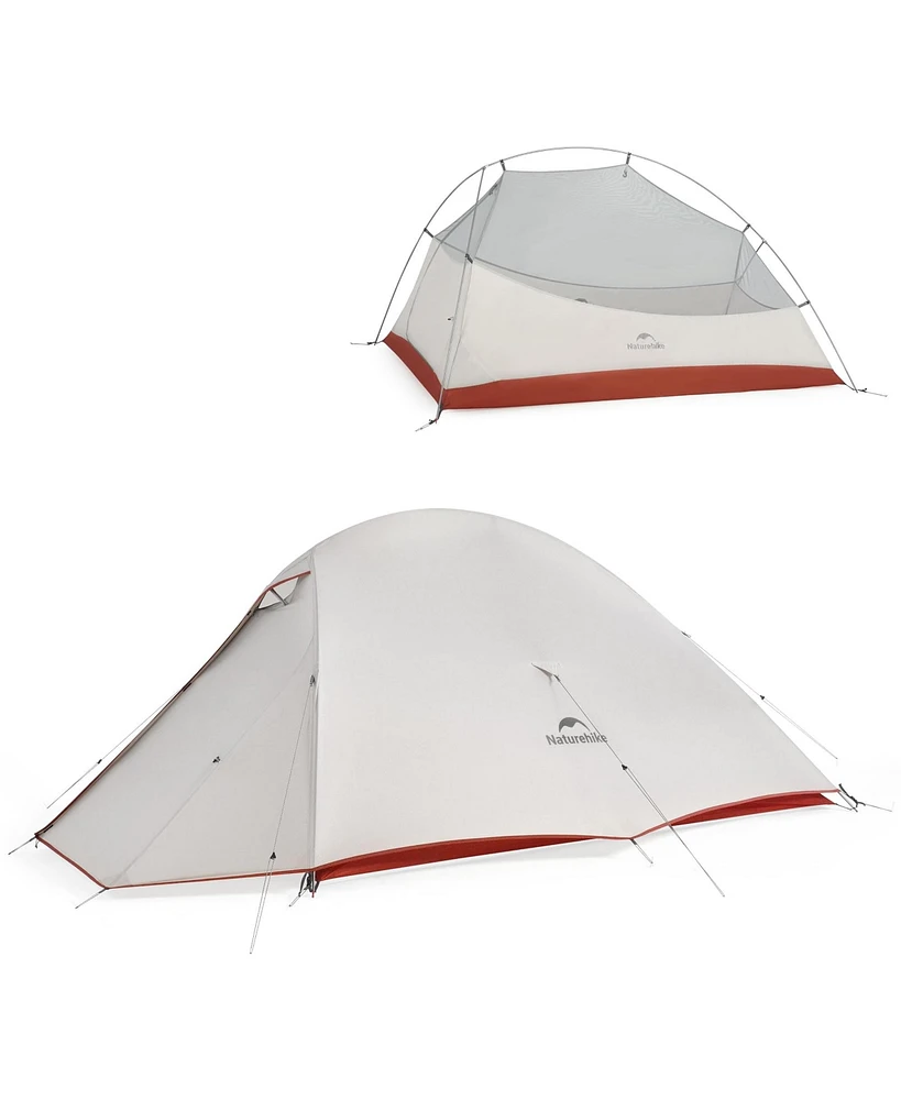 Naturehike Cloud-Up 3 Person Lightweight Backpacking Tent with Footprint - 3 Season Free Standing Dome Camping Hiking Waterproof Backpack Tents,grey
