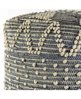 Soft Denim Square Pouf with Cotton Stitching for Lounge Area and Footrest
