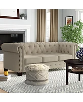 Round Wool Ottoman for Comfortable Footrest and Living Room Seating