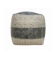 Cotton Pouf Ottoman for Extra Seating and Comfortable Footrest
