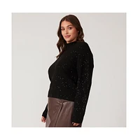 Night Sparkle Black Metallic Crew Neck Sweater Knit