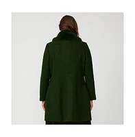 Estelle Grammys Green Olive Fur Collar Coat