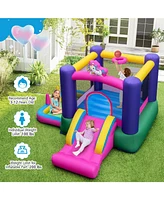 6-in-1 Bouncy Castle Inflatable Bounce House with Slide and Ball Pit with 480W Blower