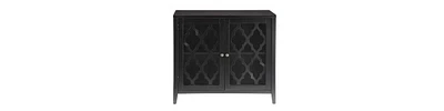 34" Black Sideboard with Two Glass Doors