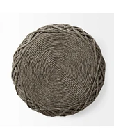 Soft Wool Cylindrical Pouf with Diamond Design for Home Decor and Footrest