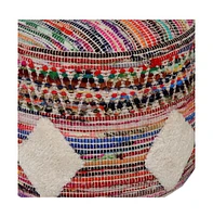 Cotton Blend Ottoman for Living Room Bedroom Seating and Home Decor