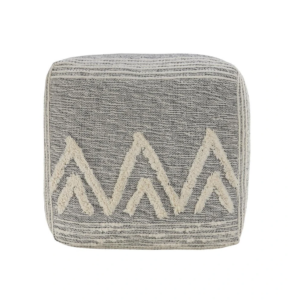 16" Grey Polyester Ottoman