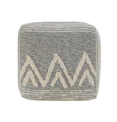16" Grey Polyester Ottoman