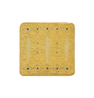 18" Yellow Polyester Blend Ottoman