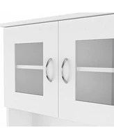 Pantry Cabinet with Two Door Panels and Side Open Shelves