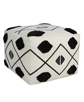 Round Cotton Ottoman for Living Room and Bedroom Seating