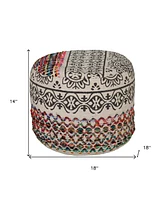 18" Multicolored Cotton Blend Ottoman
