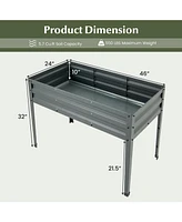 Galvanized Raised Garden Bed Elevated Planter Box with Legs and Drainage Hole-Gray