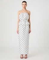 French Connection Womens Strapless Polka Dot Peplum Top Maxi Skirt