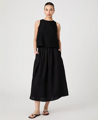 French Connection Women's Birdie Linen-Blend Midi Skirt