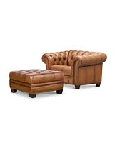 Hydeline York 29" Top Grain Leather Ottoman