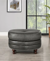 Hydeline Belfast 42" Top Grain Leather Oval Ottoman