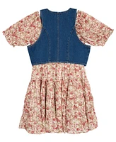 Rare Editions Big Girls 2-Piece Lurex Chiffon With Denim Vest and Dress Set