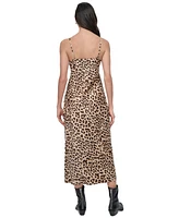 Dkny Jeans Women's Animal-Print Washed Satin Slipdress - L3Z