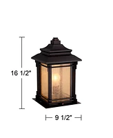 Hickory Point Rustic Farmhouse Outdoor Pier Mount Light Fixtures Set of 2 Walnut Bronze 16 1/2" Frosted Cream Glass for Exterior Barn Deck House