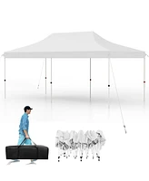 10 x 20 Ft Pop-up Canopy Tent with Carrying Bag-White