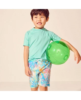 Lands' End Big Boys Husky Chlorine Resistant Short Sleeve Crew Neck Upf 50 Rash Guard