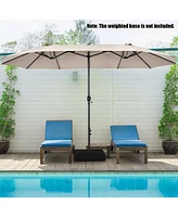 15 Feet Patio Double-Sided Umbrella with Hand-Crank System-Beige