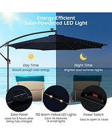 10 Feet Patio Offset Umbrella with 112 Solar-Powered Led Lights-Beige-Navy