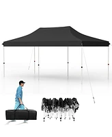 10 X 20 Ft Pop up Canopy Tent Foldable Portable Outdoor Gazebo with Carry Bag-Black