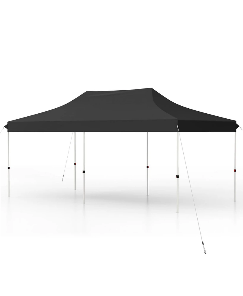 10 X 20 Ft Pop up Canopy Tent Foldable Portable Outdoor Gazebo with Carry Bag-Black