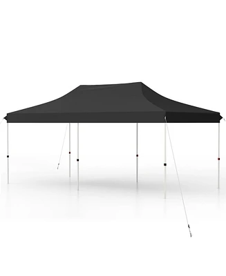 10 X 20 Ft Pop up Canopy Tent Foldable Portable Outdoor Gazebo with Carry Bag-Black
