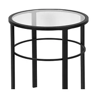 Glass Top Round End Table – Sturdy Steel Base for a Chic Industrial Look