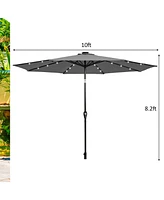 10 Feet Outdoor Patio Umbrella with Bright Solar Led Lights-Gray