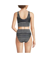 Lands' End Women's Tugless Tankini Top and High Waisted Bottom Swimsuit Set