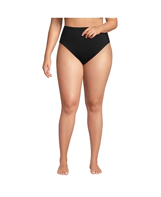 Lands' End Plus Tugless QuickDry High Waisted Leg Bikini Bottoms
