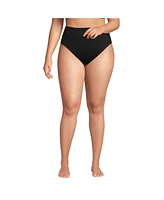 Lands' End Plus Tugless QuickDry High Waisted Leg Bikini Bottoms