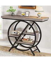 Tribesigns Console Table, 40-Inch Entryway Table with Storage Shelves, 4-Tier Industrial Hallway Sofa Table with Geometric Metal Frame, Accent Table f