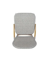 Outdoor Aluminum Armless French Bistro Set, 3-Piece, Gray and Bamboo Finish